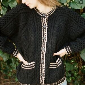 NWT Doen Tamara Black Cable Knit Cardigan